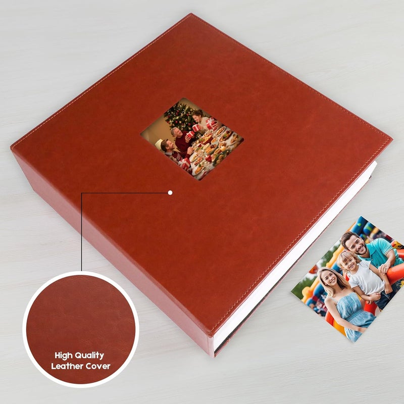Aevdor 1000 Pockets Photo Album 4x6, Extra Large Capacity Leather Cover Wedding Family Picture Book Holds 1000 Horizontal and Vertical Picture, Acid-free Pages 4x6 Photo Album with Front Window, Brown - Image 5